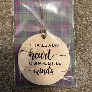 Handmade wooden ornament for teacher